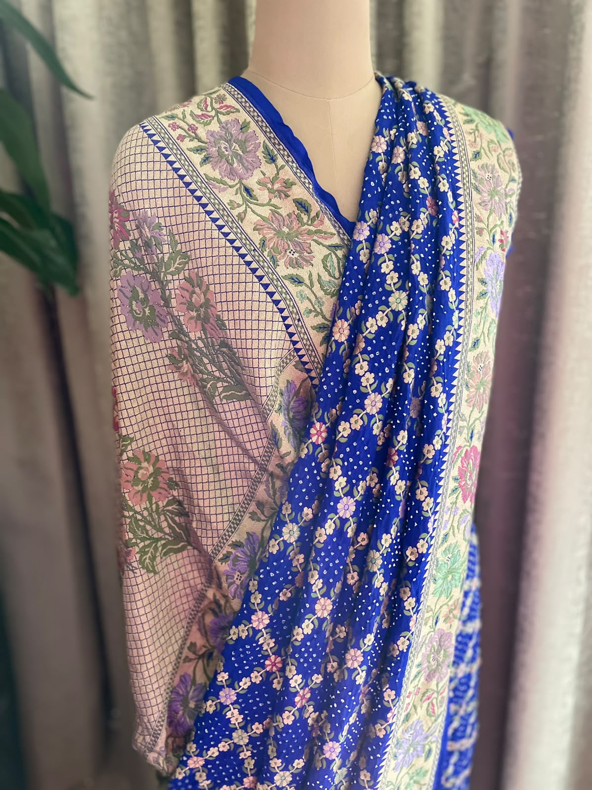 Nisha - Blue Tilfi Meenakari Bandhani Saree