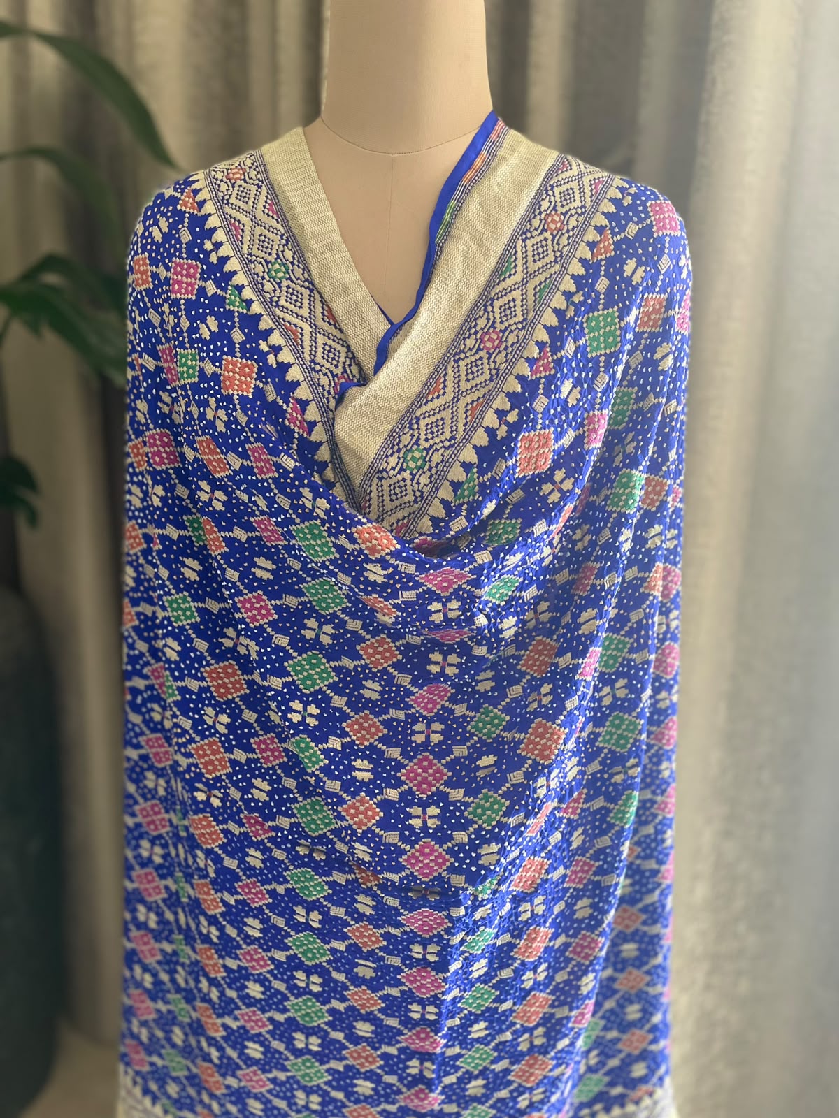 Nargis - Blue Meenakari Bandhani Dupatta