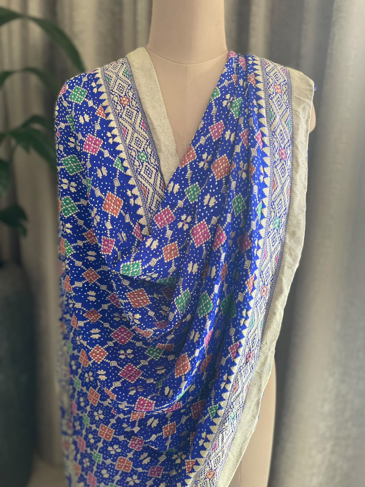 Nargis - Blue Meenakari Bandhani Dupatta