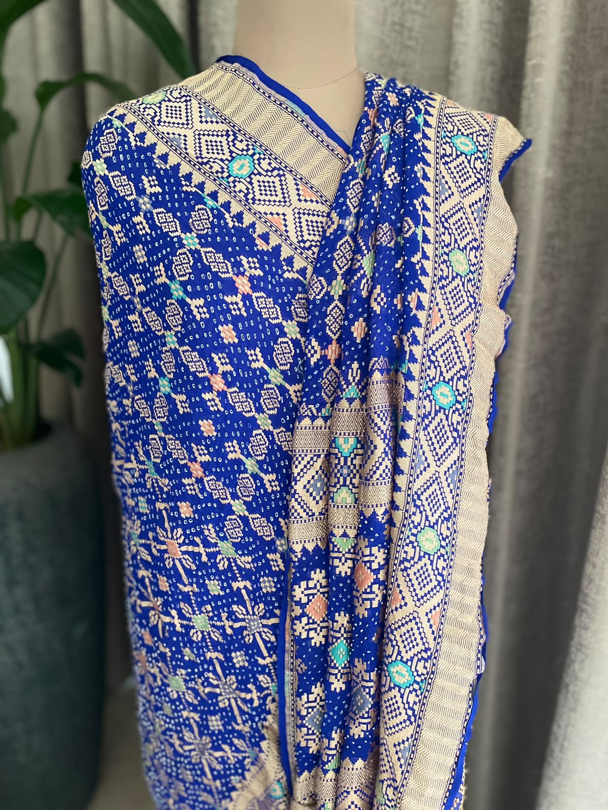 Arunya - Blue Meenakari Bandhani Dupatta