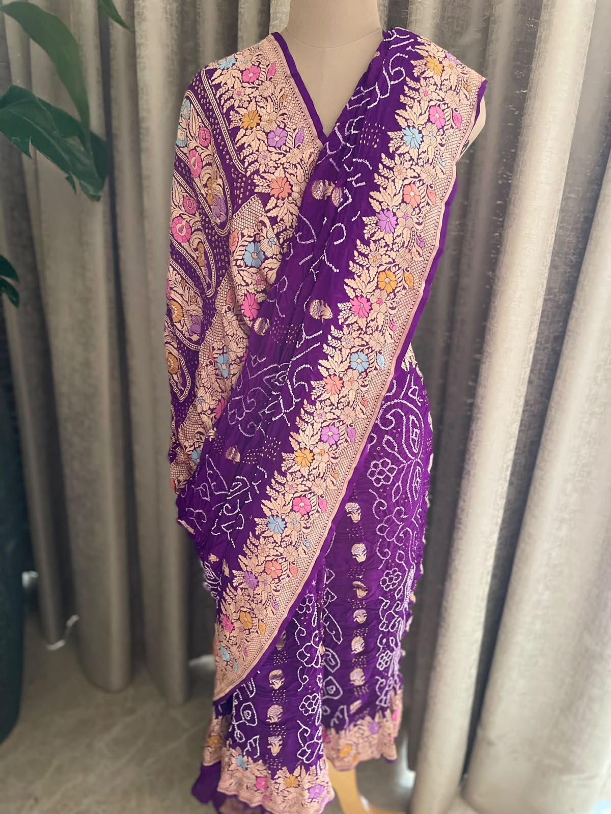 Ruhi - Purple Tilfi Meenakari Bandhani Saree