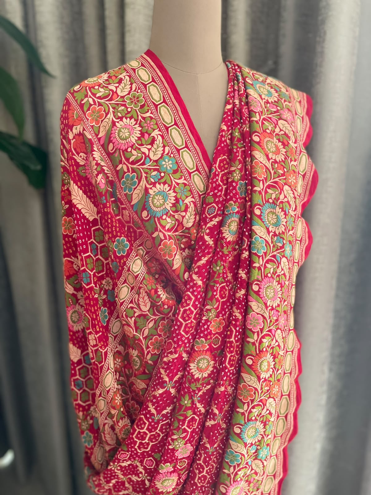 Avantika - Red Tilfi Meenakari Bandhani Saree