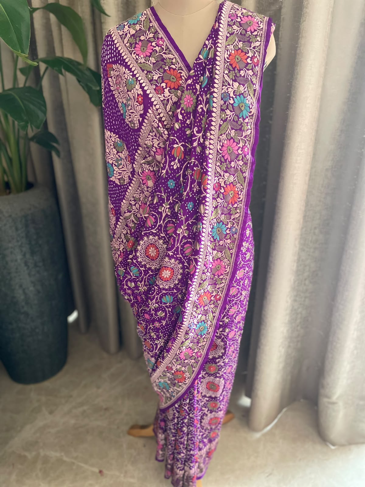 Diti - Purple Tilfi Meenakari Bandhani Saree