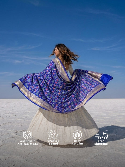 Nargis - Blue Meenakari Bandhani Dupatta