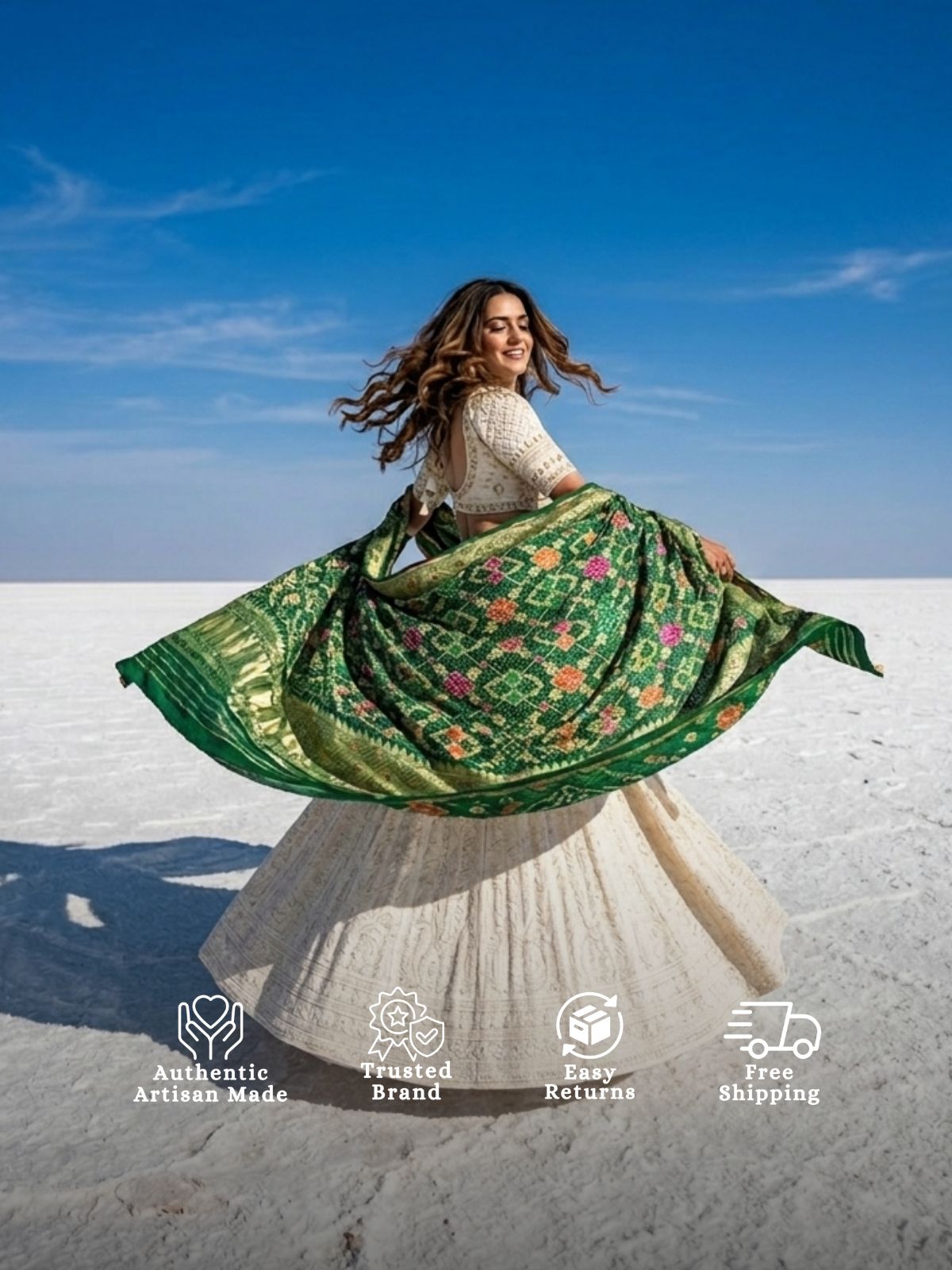 Saibo - Green Meenakari Bandhani Dupatta