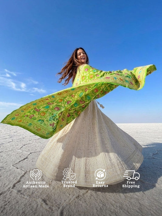 Akriti - Light Green Meenakari Tilfi Dupatta