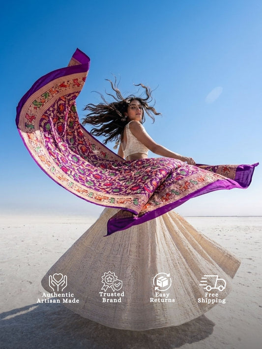 Gautami - Purple Tilfi Meenakari Bandhani Dupatta