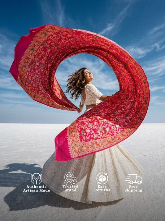 Itisha - Rani Pink Meenakari Tilfi Dupatta