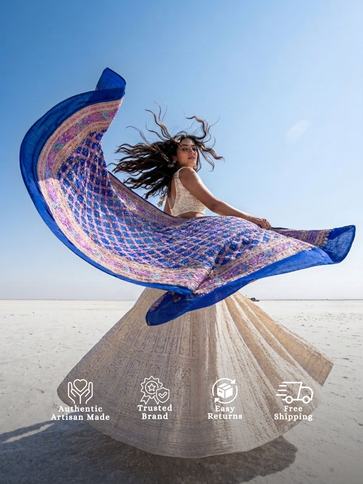 Ayanti - Blue Tilfi Meenakari Bandhani Dupatta