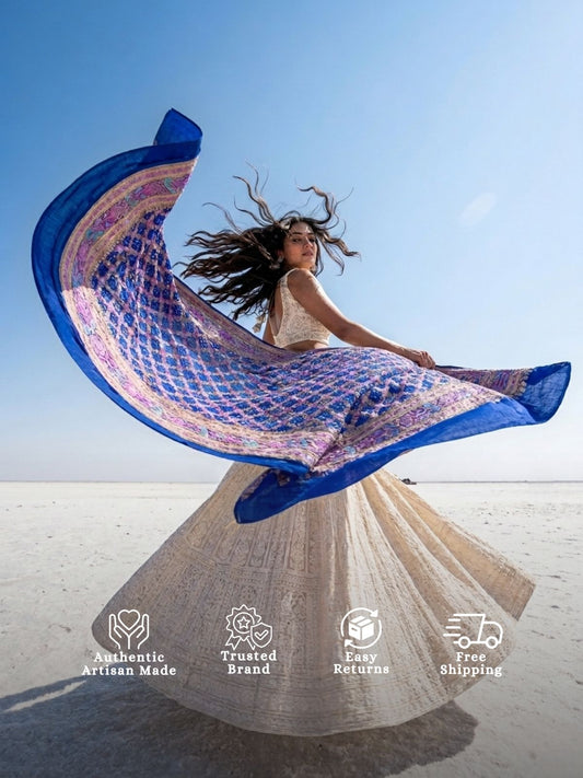 Ayanti - Blue Tilfi Meenakari Bandhani Dupatta