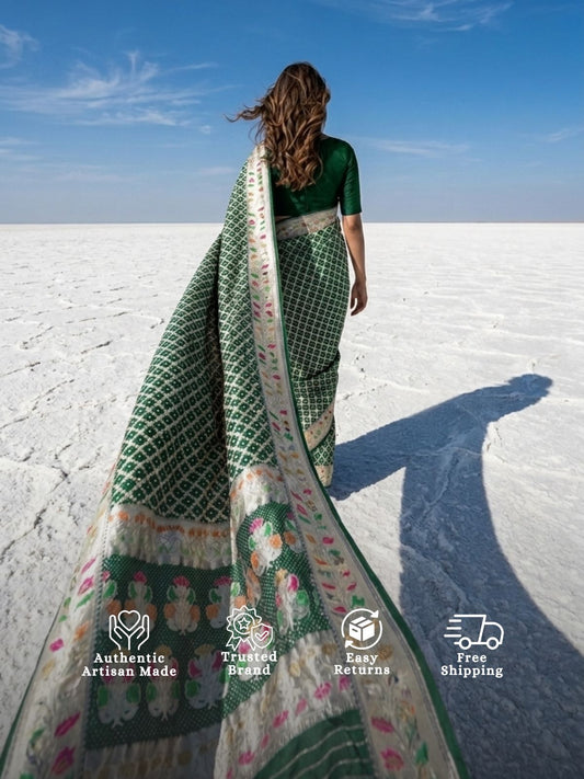 Falak - Green Tilfi Meenakari Bandhani Saree