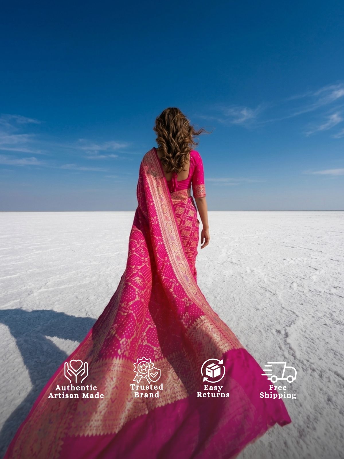 Anjali - Pink Meenakari Bandhani Saree