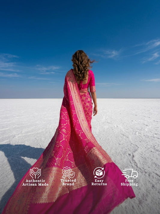 Anjali - Pink Meenakari Bandhani Saree