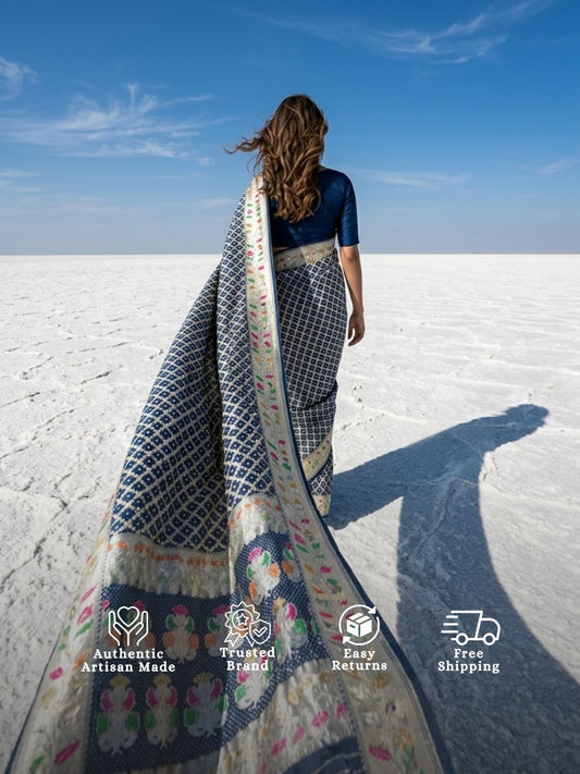 Mehr - Blue Tilfi Meenakari Bandhani Saree