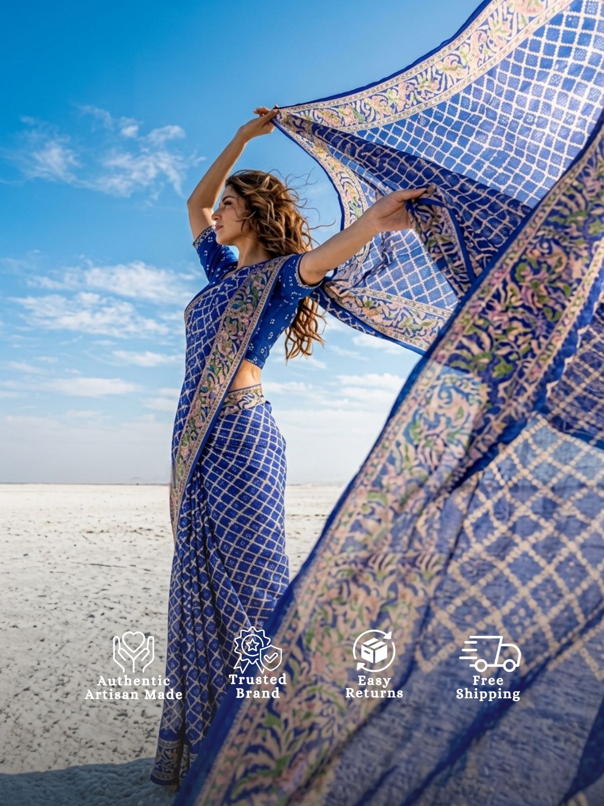 Aria - Blue Tilfi Meenakari Bandhani Saree
