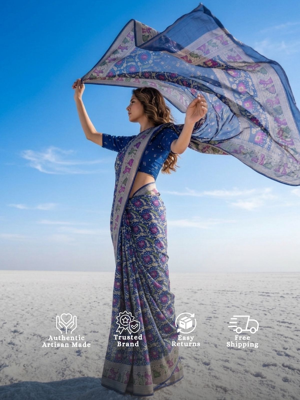 Varsha - Blue Tilfi Meenakari Bandhani Saree