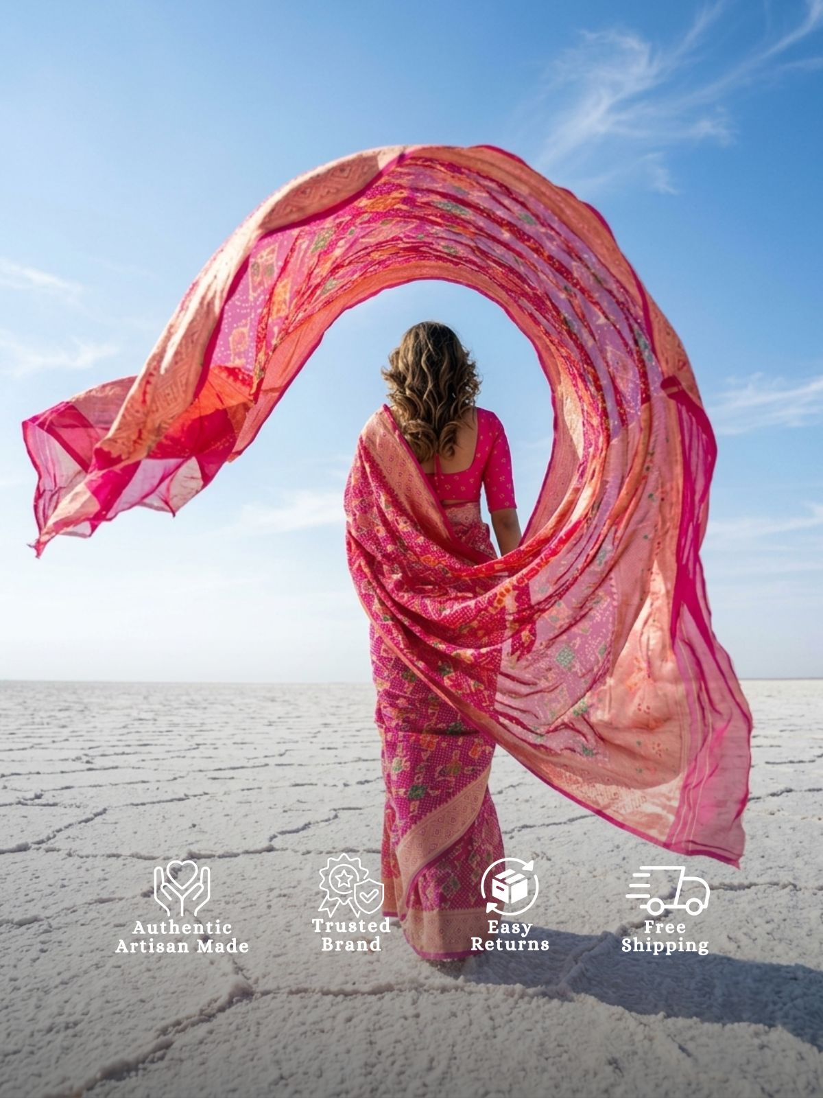 Revathi - Pink Meenakari Bandhani Saree