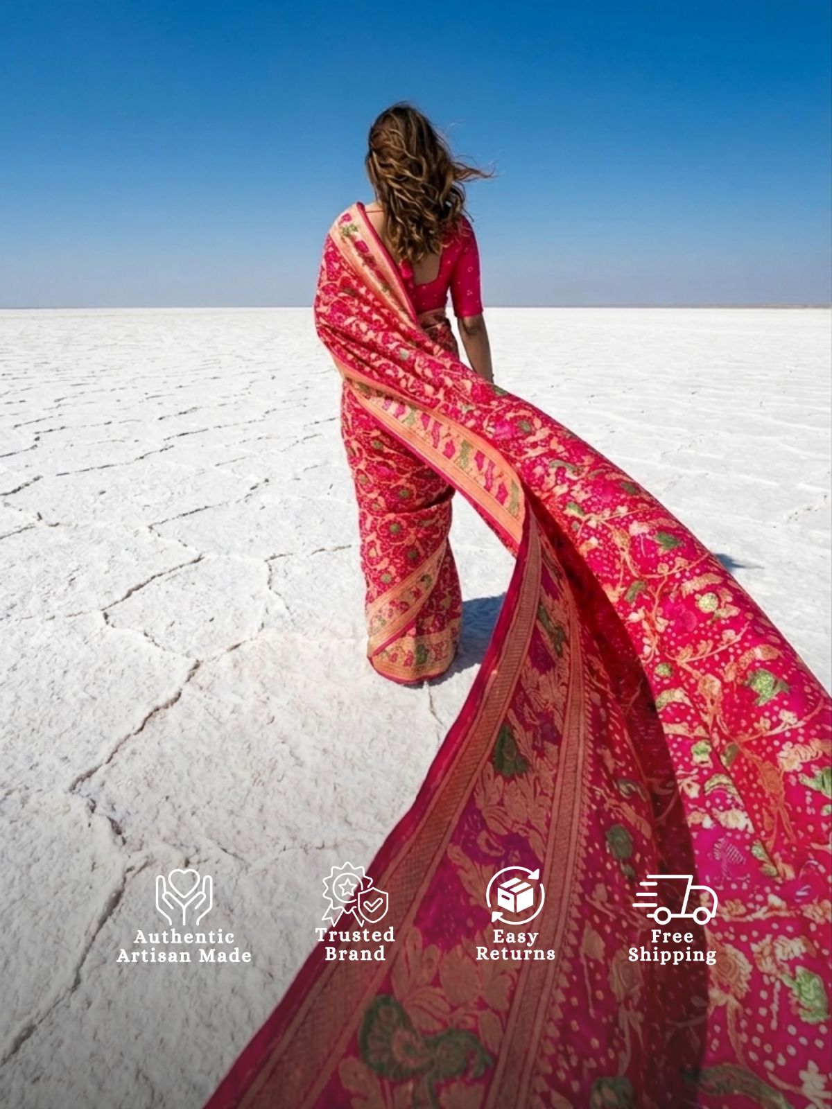 Yashika - Rani Pink Tilfi Meenakari Bandhani Saree