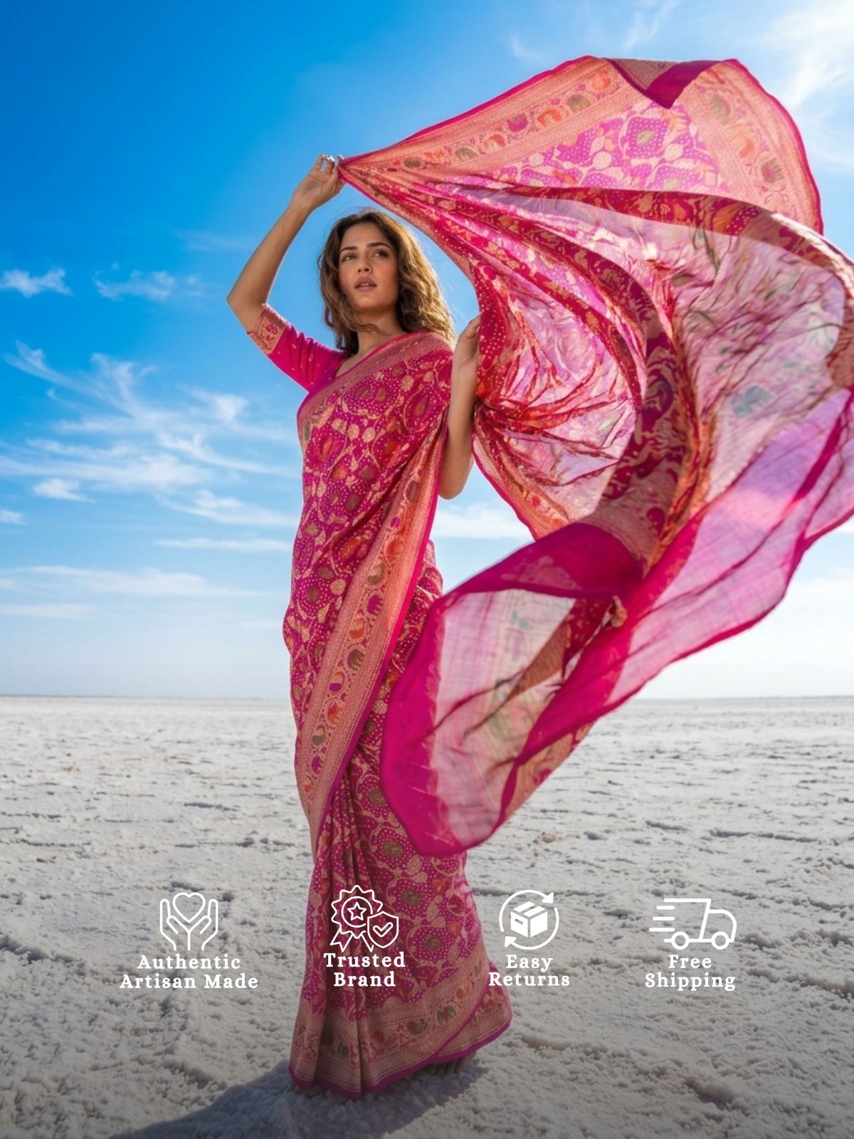 Vritti - Pink Tilfi Meenakari Bandhani Saree