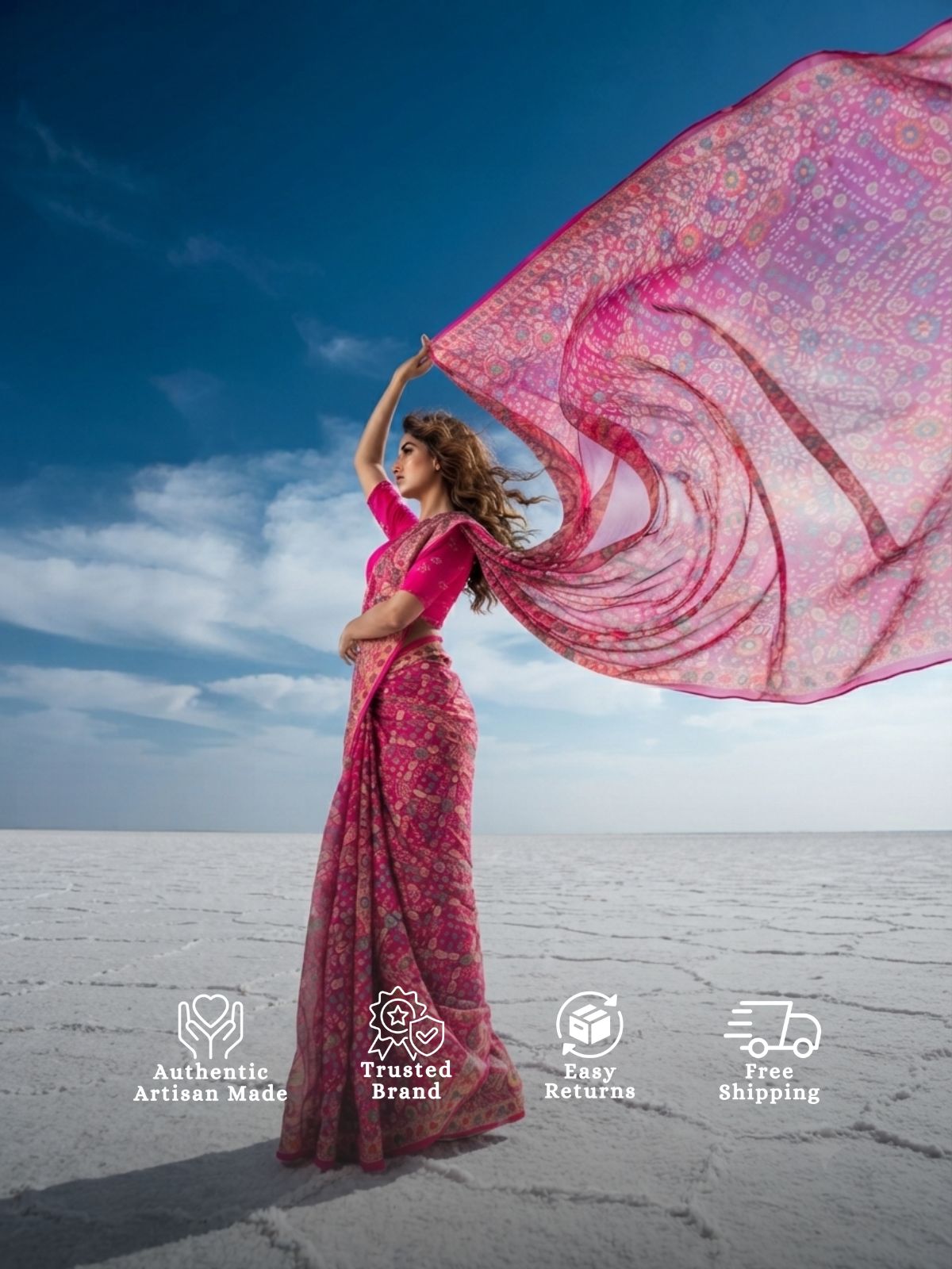 Hetvi - Pink Tilfi Meenakari Bandhani Saree