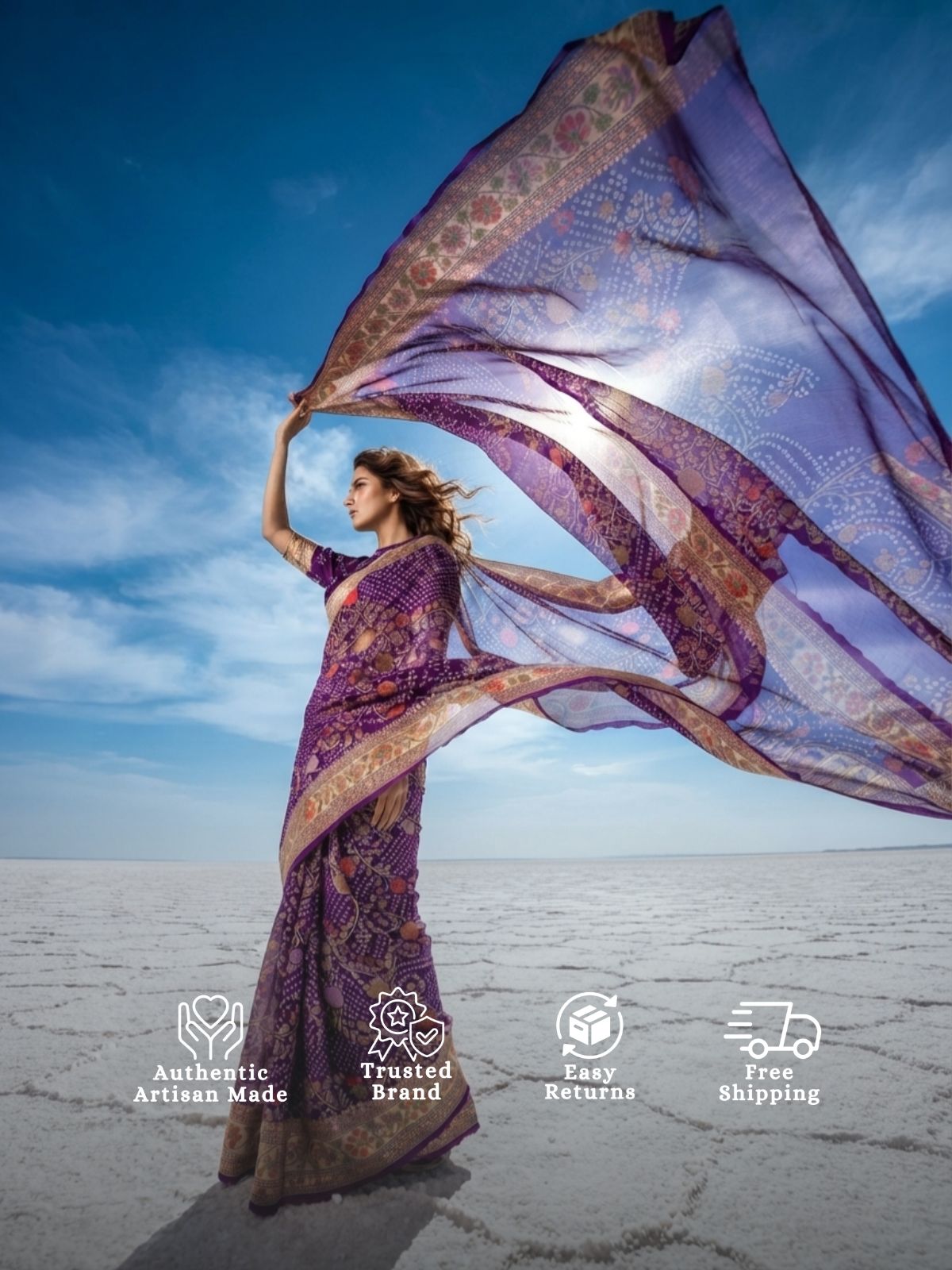Amisha - Purple Tilfi Meenakari Bandhani Saree