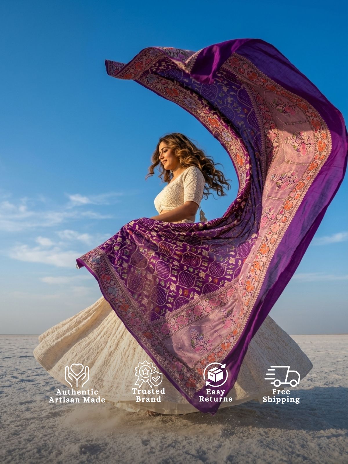Chetna - Purple Tilfi Meenakari Bandhani Dupatta