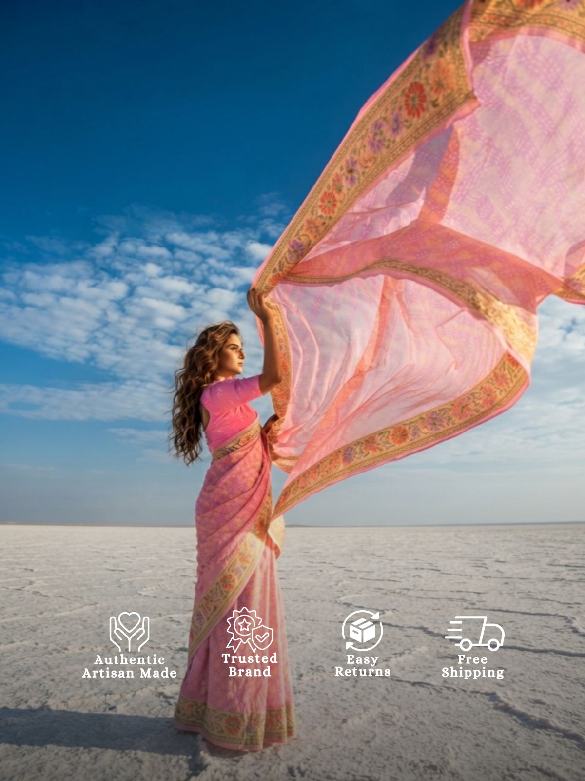 Gargi - Peach Tilfi Meenakari Bandhani Saree