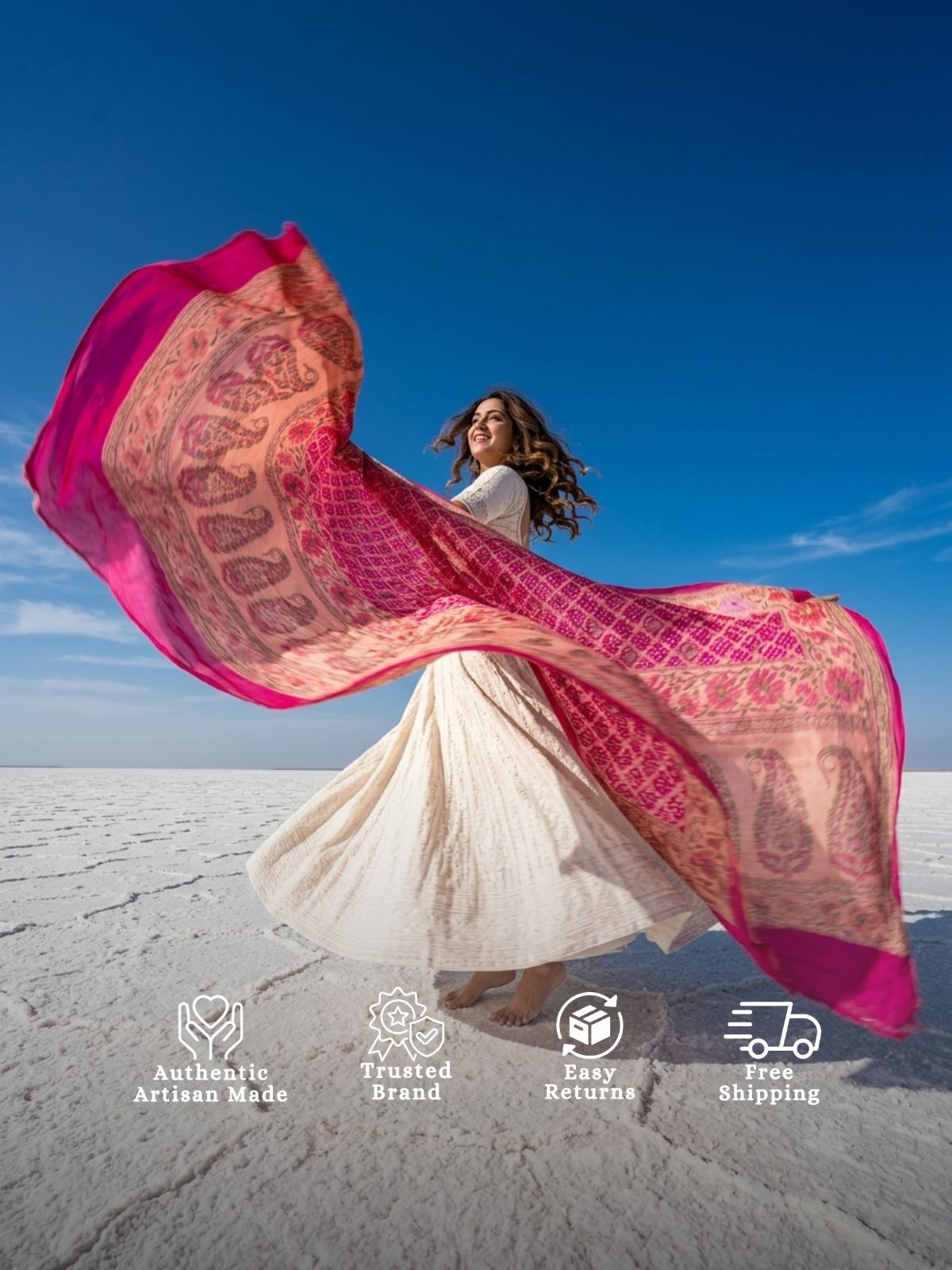 Shashi - Fushcia Pink Meenakari Tilfi Dupatta