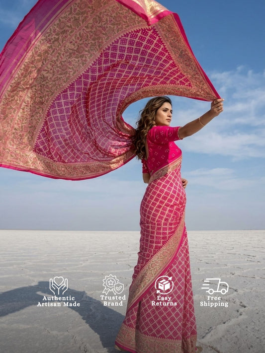 Himani - Pink Tilfi Meenakari Bandhani Saree