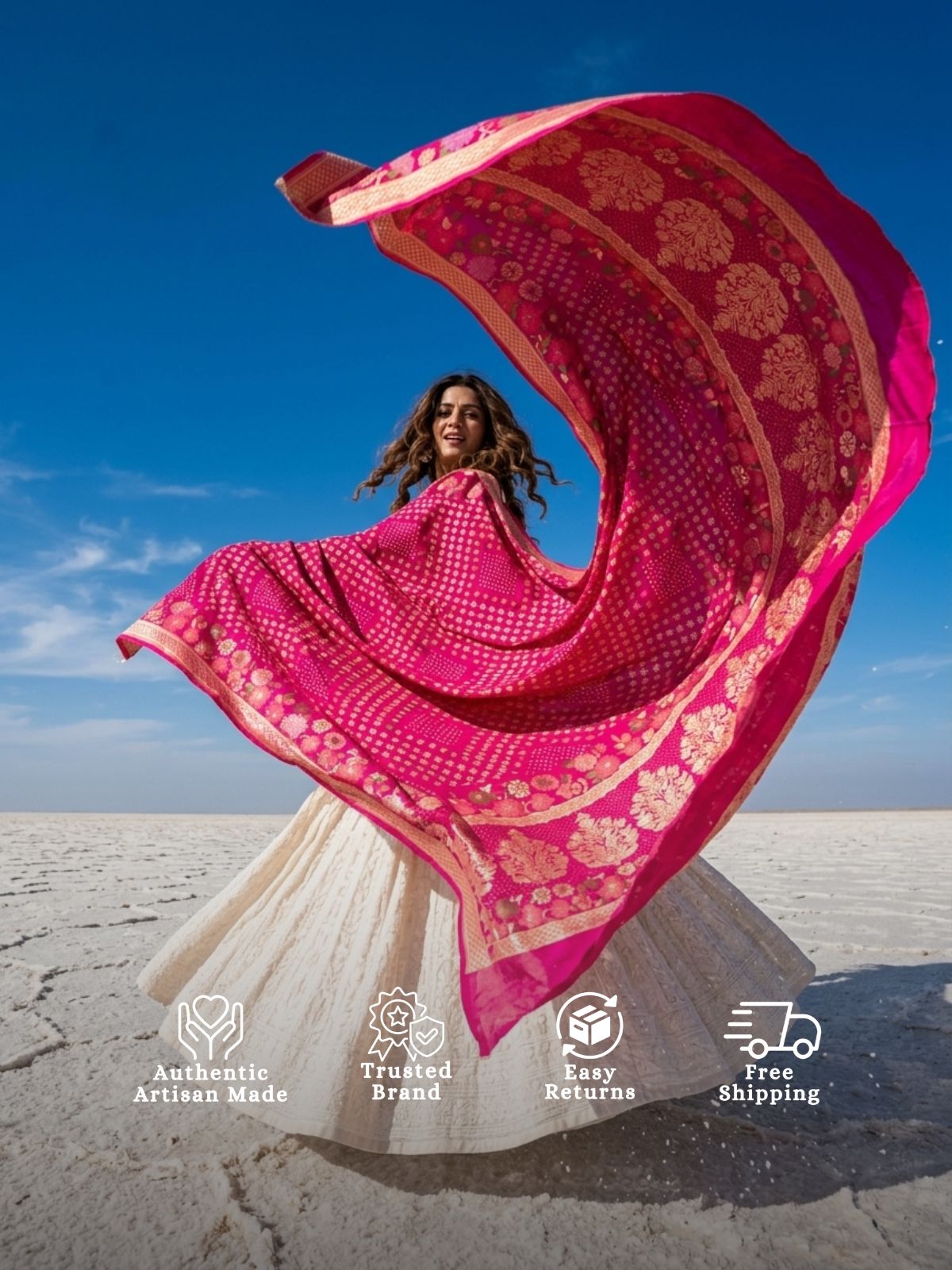Ashita - Pink Tilfi Meenakari Bandhani Dupatta