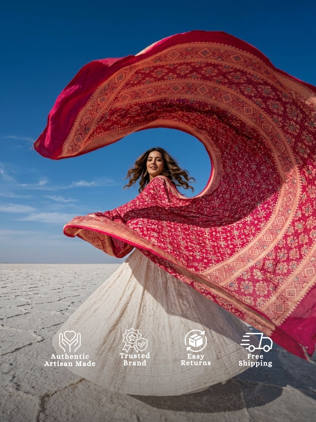 Shefali - Pink Meenakari Bandhani Dupatta