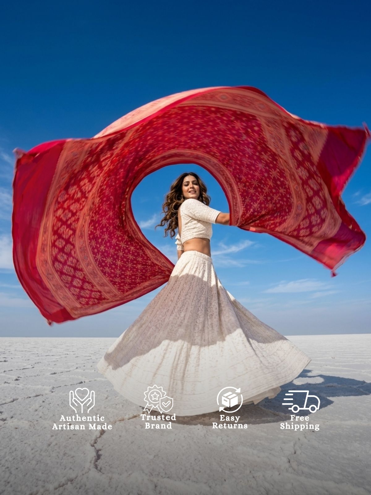Padmini - Red & Pink Meenakari Bandhani Dupatta