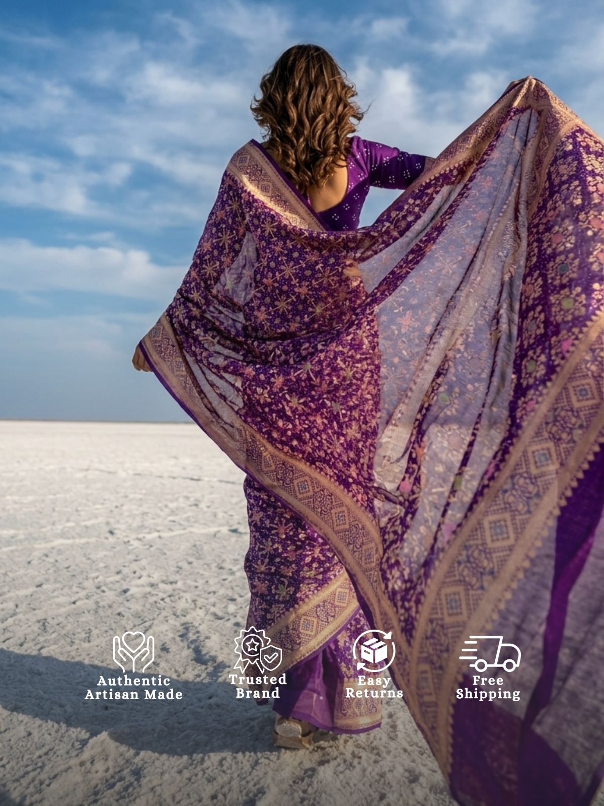 Meera - Purple Meenakari Bandhani Saree