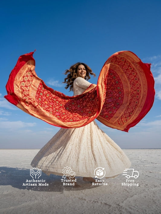Niharika - Red Meenakari Bandhani Dupatta