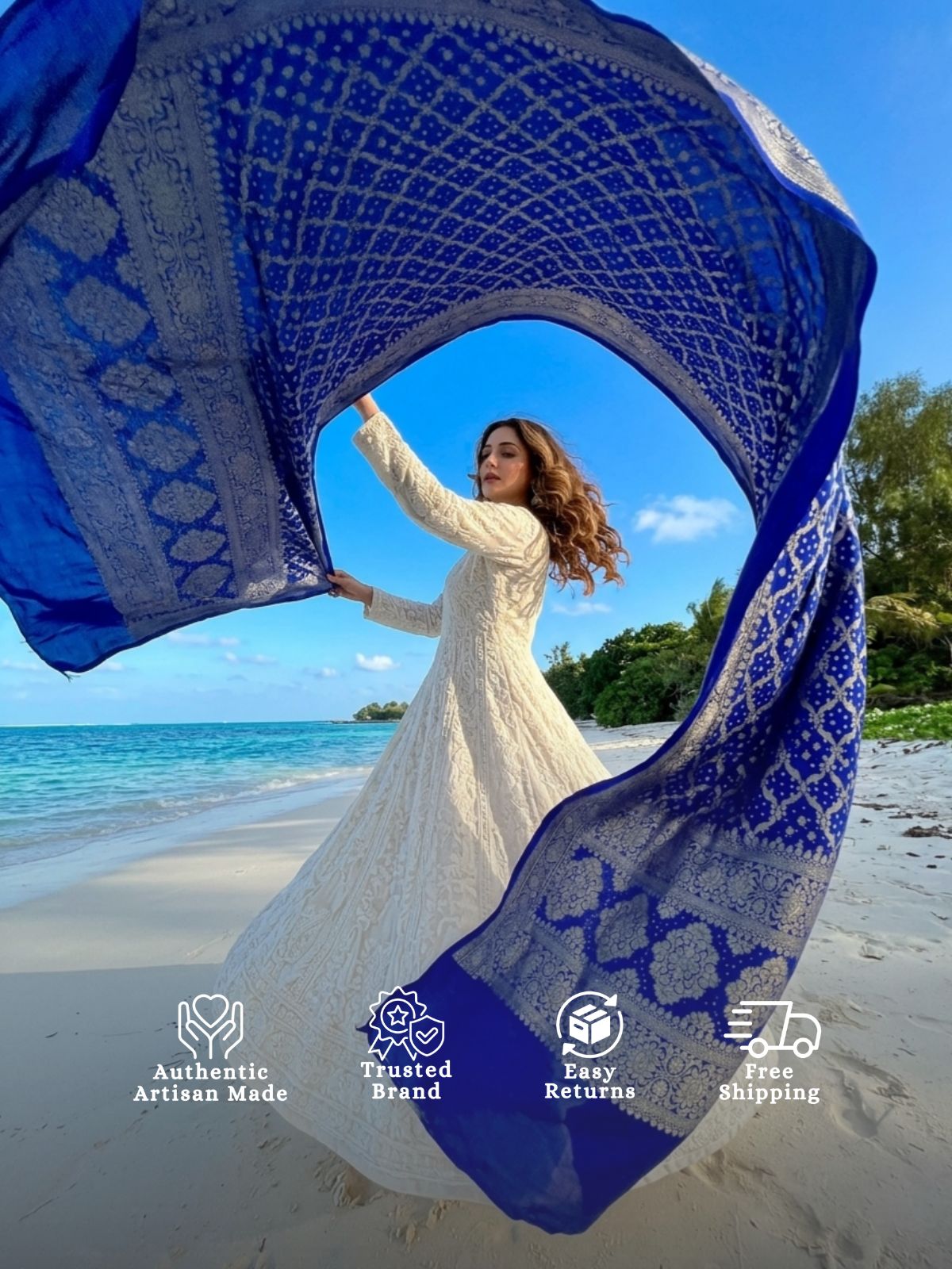 Dakshata - Blue Bandhani Banarasi Dupatta