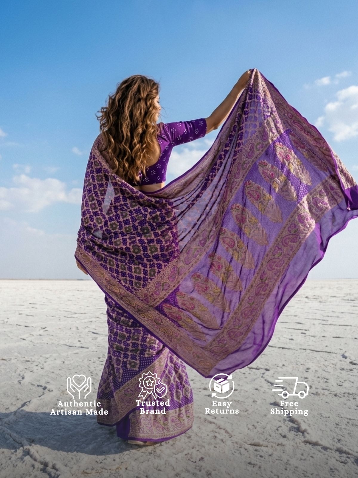 Amrita - Purple Tilfi Meenakari Bandhani Saree