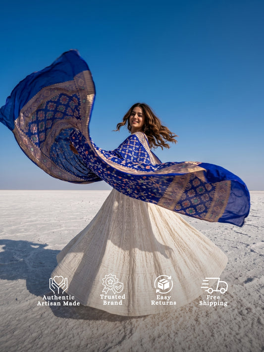 Arunya - Blue Meenakari Bandhani Dupatta