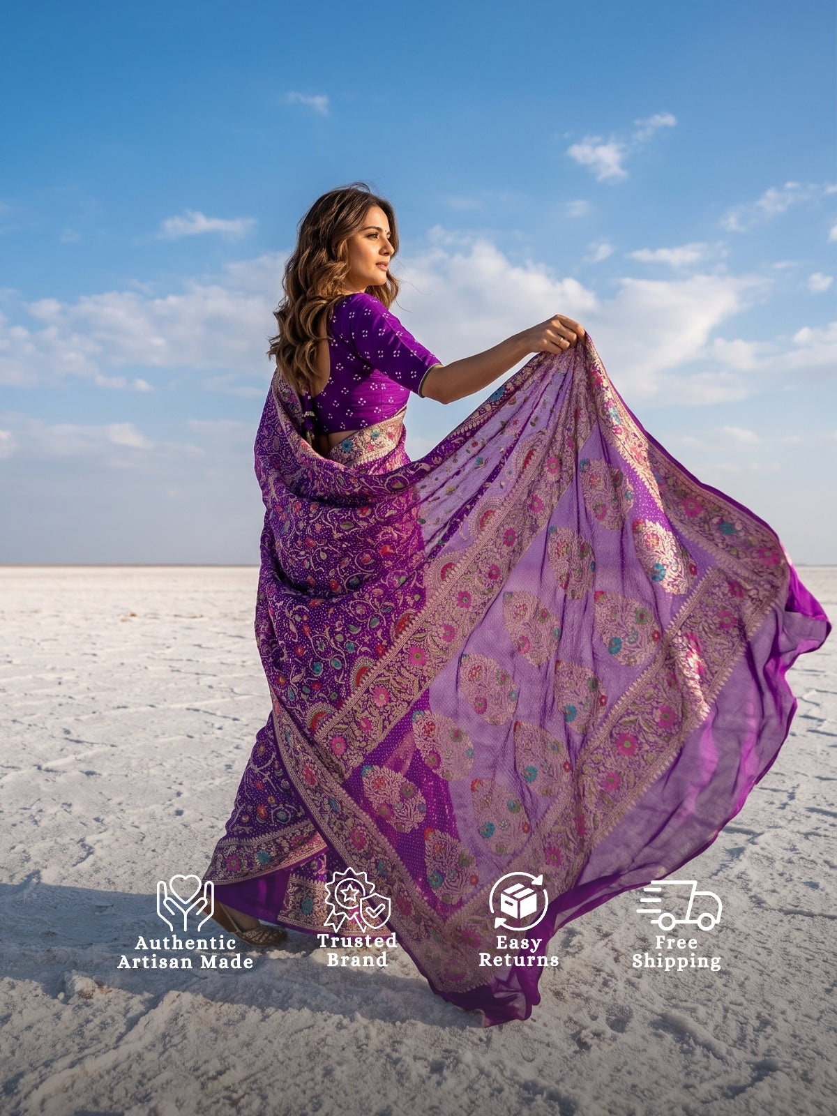 Diti - Purple Tilfi Meenakari Bandhani Saree