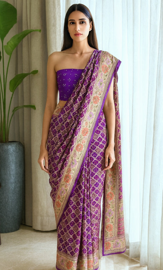 Nisha - Stary Night Meenakari Motif Saree