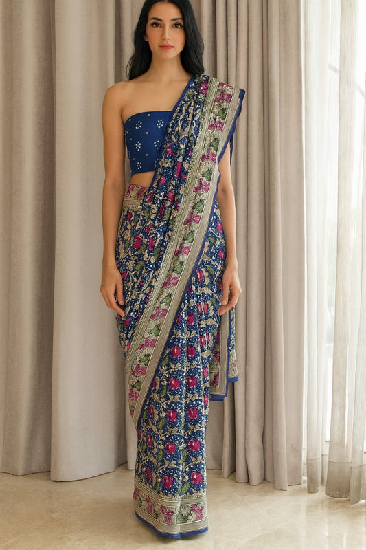 Varsha - Mystical Rain Meenakari Motif Saree