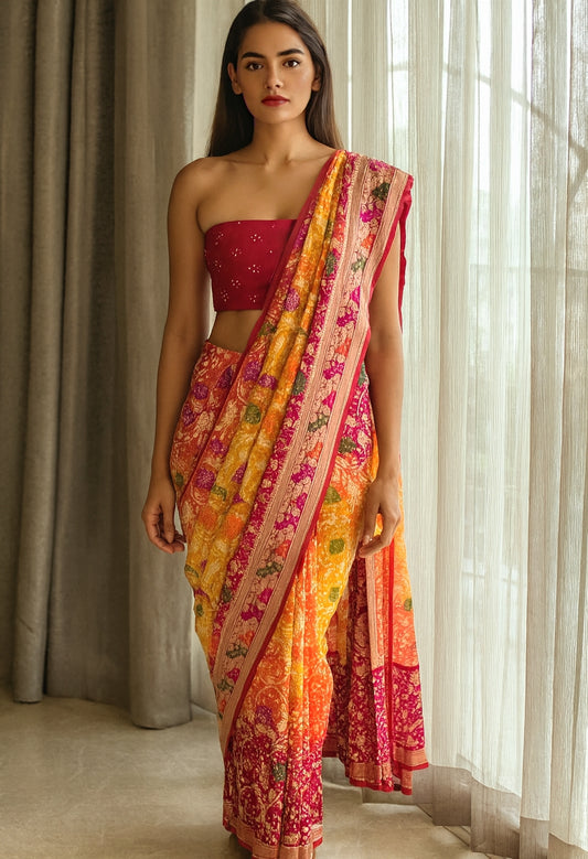 Shehzadi - The Charming Princess Meenakari Motif Saree