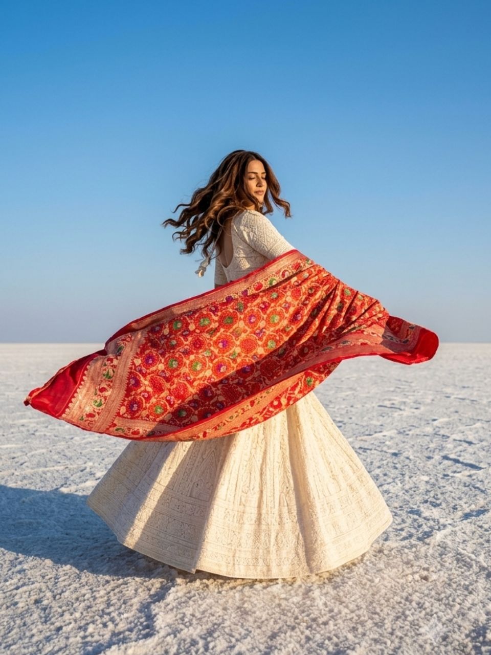 Abha - Red & Orange Meenakari Tilfi Dupatta