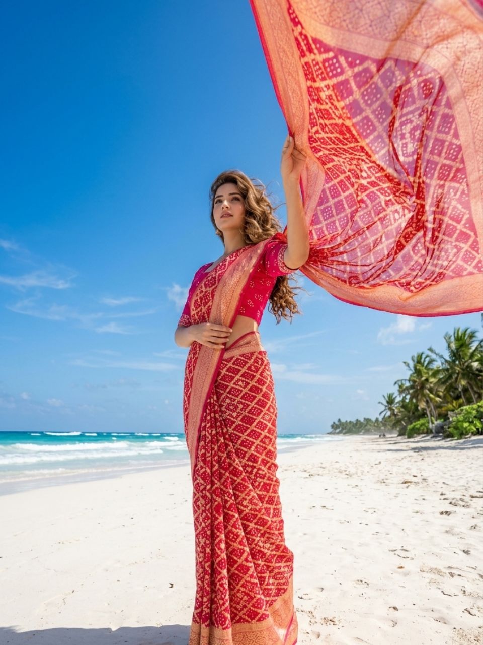Risha - Rose Pink Bandhani Banarasi Saree