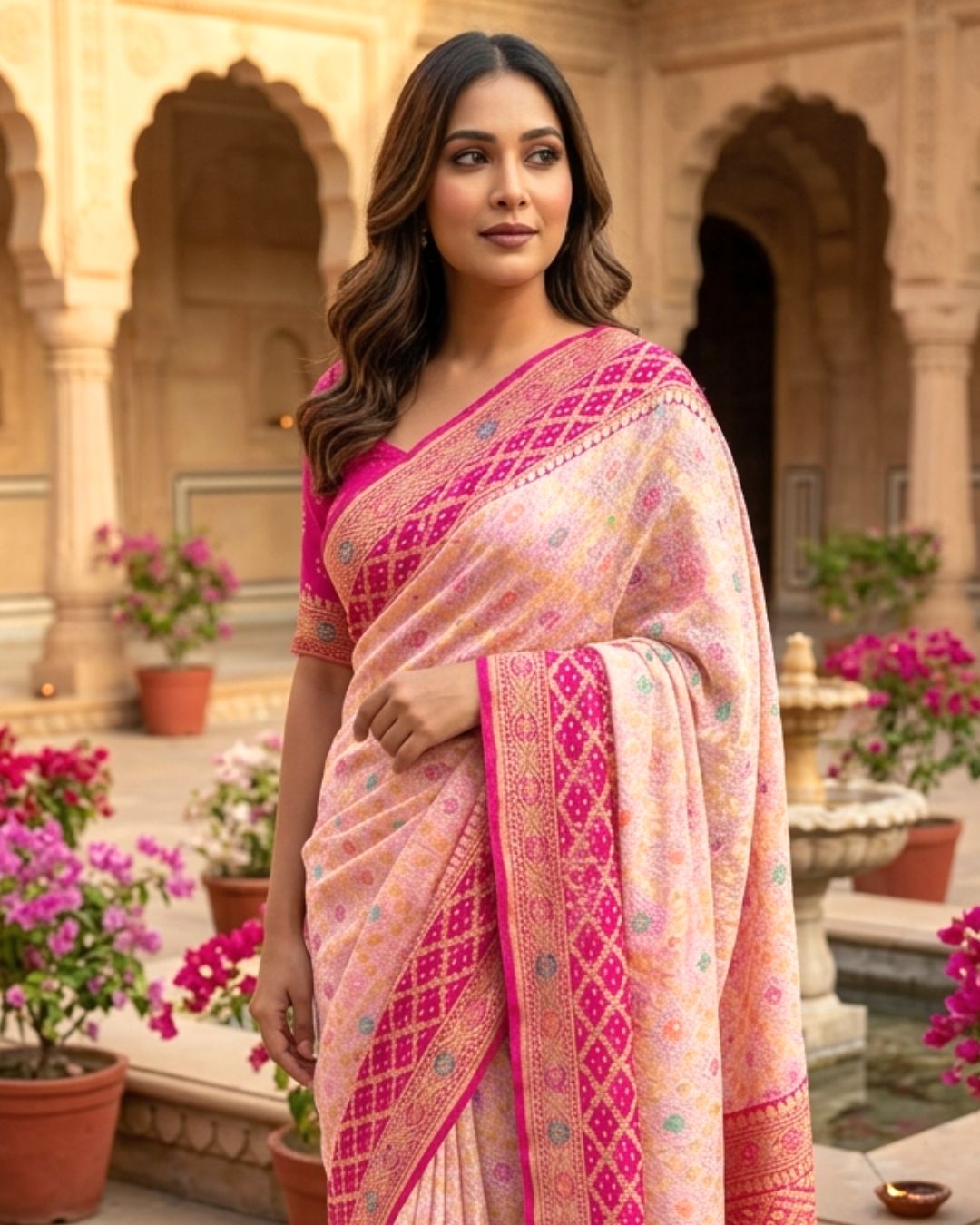 Miraya - Pink & Peach Meenakari Tilfi Saree
