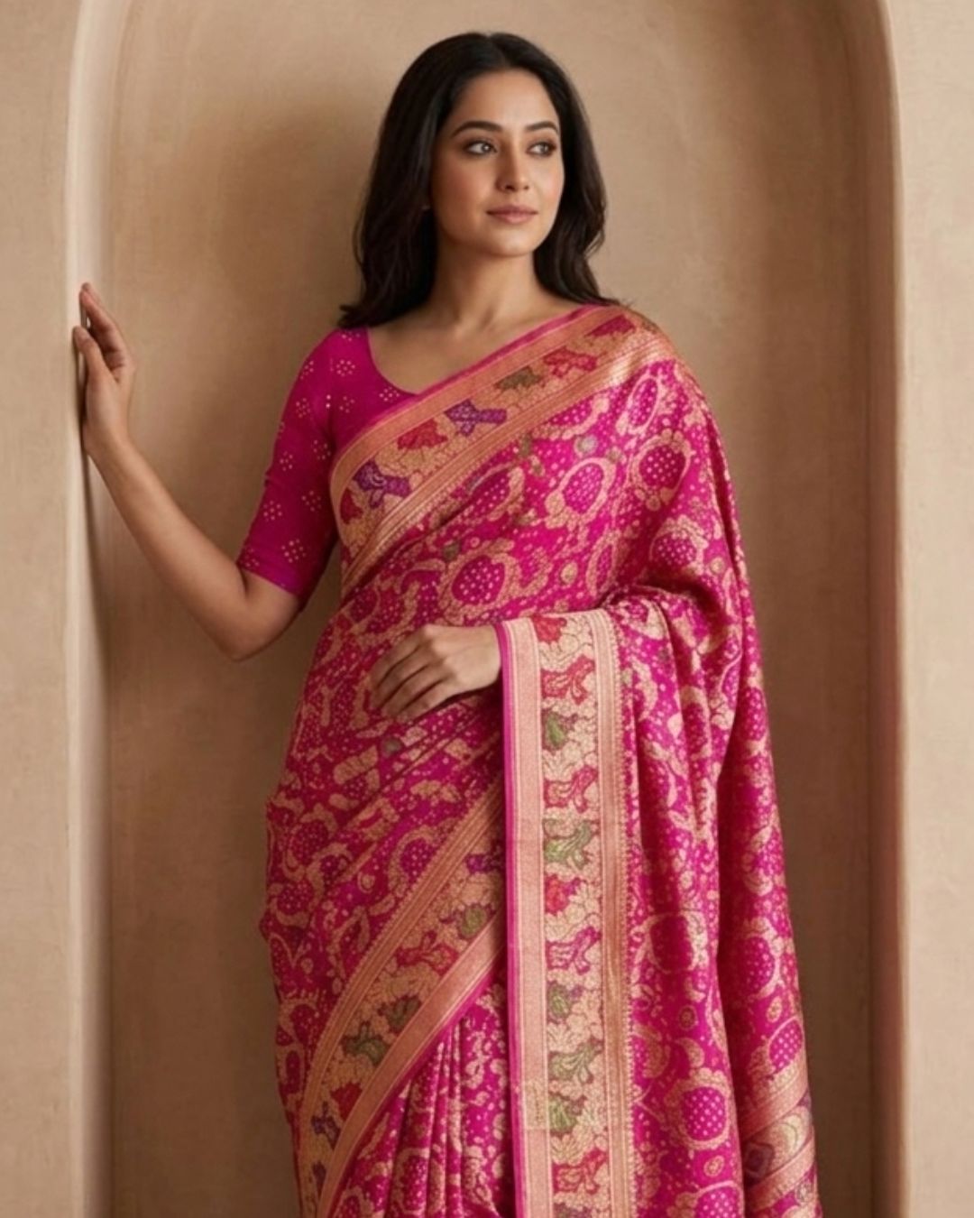 Apeksha - Pink Wedding Meenakari Tilfi Saree