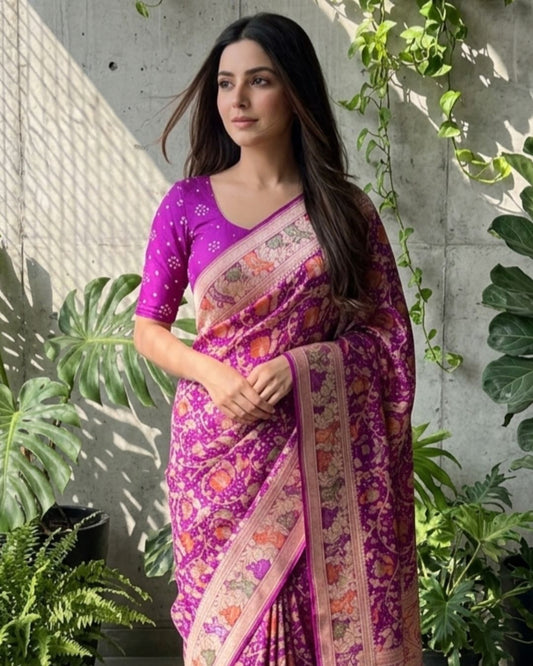 Amrita - 	Magenta Meenakari Tilfi Saree