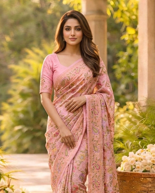 Dhwani - Peach Meenakari Tilfi Saree