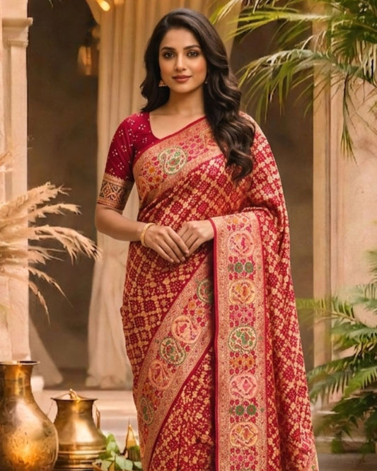 Raani Sa - Red Meenakari Tilfi Saree