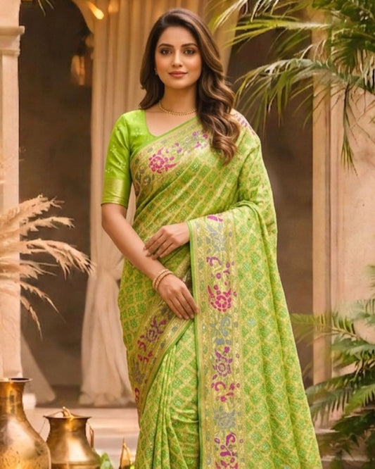 Krisha - Light Green Meenakari Tilfi Saree