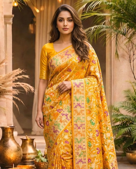 Aditi - Yellow Meenakari Tilfi Saree